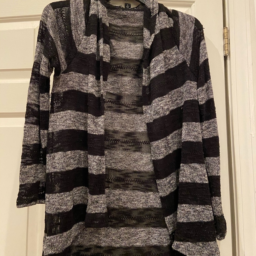 Black & grey striped cardigan